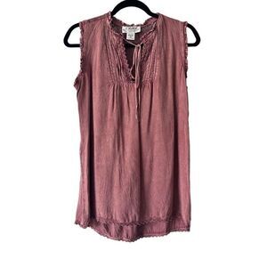 Back in The Saddle Women’s Tie‎ Neck Sleeveless Blouse Pink Size Small